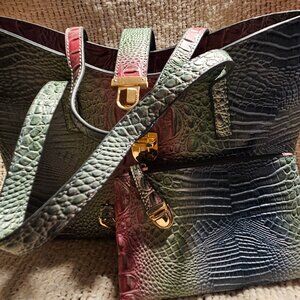 PVC Croc-like Handbag and wristlet